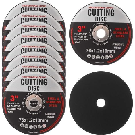 HOXILEELEO - Disques de Coupe de 76 mm pour Meuleuse d'Angle, Lot de 10 Disques à Tronçonner pour Coupe Rapide de l'aluminium du Métal Bois Fer l'acier (1/5)