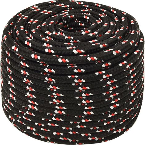 Corde de bateau, Corde de Chanvre, pour la Décoration, le Bricolage, le Jardinage Noir 14 mm 25 m Polypropylène OIB3861E (1/5)
