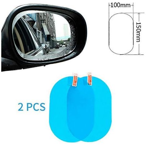 Lot de 2 films protecteurs transparents anti-pluie et imperméables pour rétroviseurs de voiture (100 x 150 mm). Accessoires auto. (1/4)