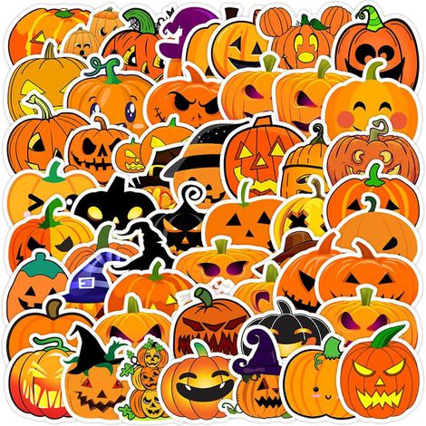 Pegatinas de Halloween, 50 pegatinas de Halloween, pegatinas de calabazas, para niños, adolescentes y adultos (1/5)