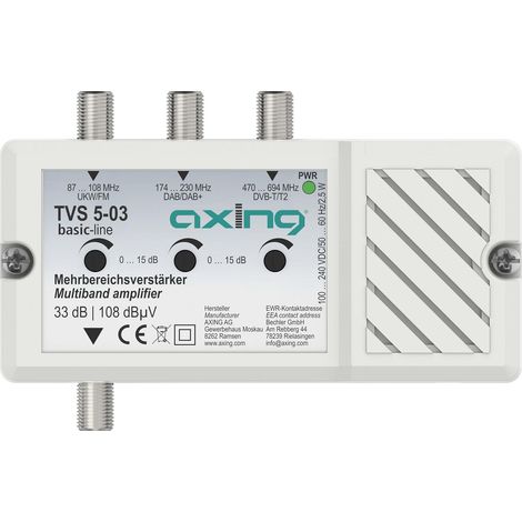 Amplificatore multi gamma axing tvs 5-03 guadagno 33 dB 3 ingressi
