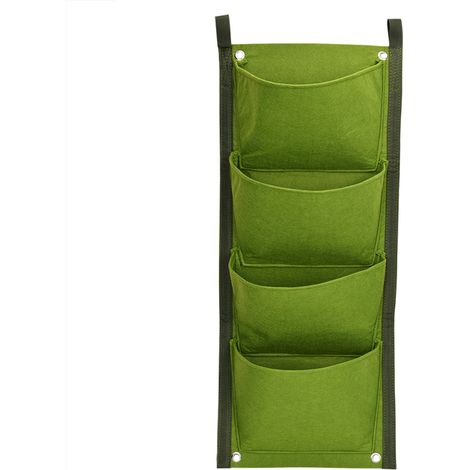 4 Pochettes Verticales Mur Végétal Jardin Extérieur Poches de Culture Plantes Suspendues (1/5)