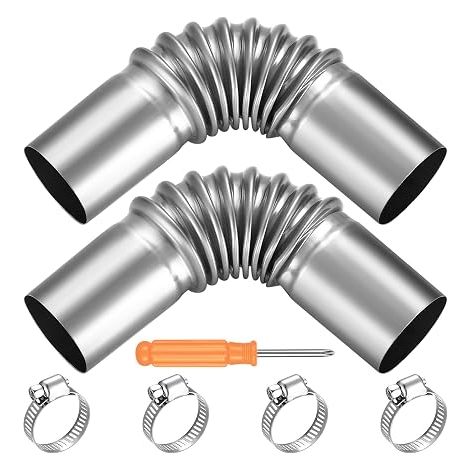 Tuyau d'Echappement de Voiture, 25mm x 15.5cm Connecteur Angle Tuyau Echappement Rechauffeur en Acier Inoxydable, Tuyau Chauffage Diesel Voiture, Tuyau d'Event de Gaz, avec Collier de Serrage (1/5)