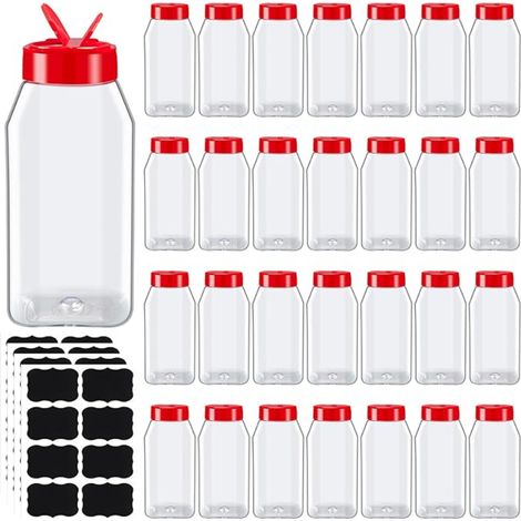 Pots à Épices en Plastique Couvercles Saupoudreurs Récipients Vides Étiquettes pour Sel Herbes Poivre et Condiments Rouge (1/5)