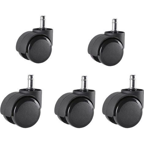 Set di 5 rotelle per sedia da ufficio 10 mm x 22 mm - - Rotelle per pavimenti duri fino a 175 kg - - Ruote per sedie girevoli - - Installazione facile e senza attrezzi (1/4)