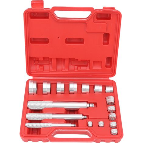 Kit 17 pièces extracteur de bagues et roulements de roue, ensemble de dépose pour moyeu auto, aluminium, avec mandrins de guidage (1/5)
