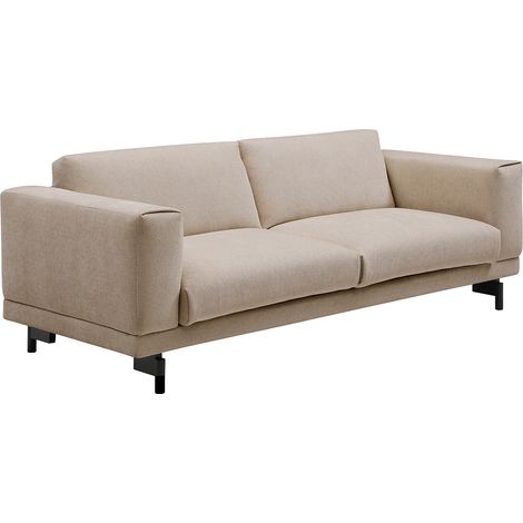 Divano 3 posti in tessuto ciniglia beige - DEMBOLA (1/5)