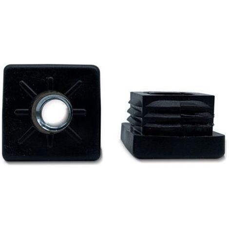 4 - Bouchon Fileté Carré - Embout Pour Tube Carré - Fixation Pied Réglable M8 - Pour Mobilier Et Portail Aluminium - Noir - 30x30mm (1/4)