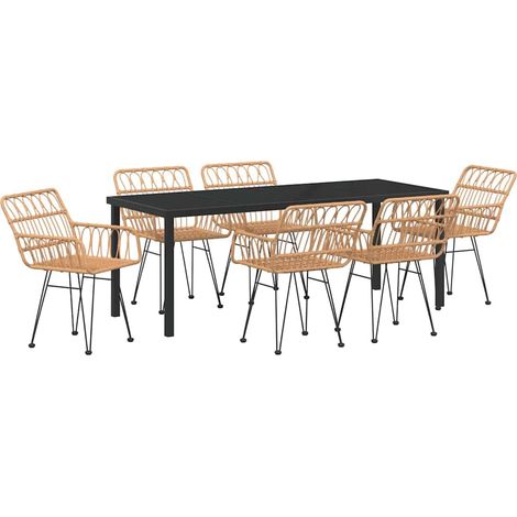 Maison Exclusive - Set da Pranzo per Giardino 7 pcs Marrone