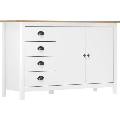 Buffet Hill Range Blanc 130x40x80 Bois de pin solide 2 (1/5)