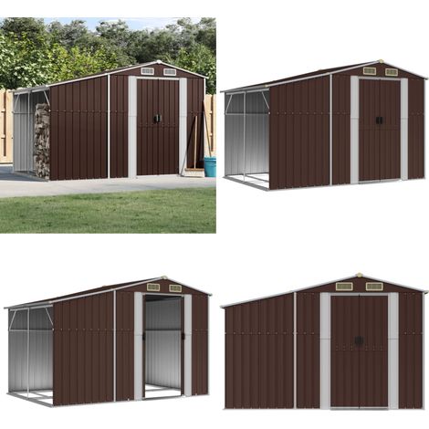 Cobertizo de jardín acero galvanizado marrón 277x192,5x179 cm - Cobertizo metálico - Almacenamiento exterior