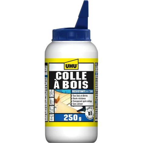 Colle à Bois Waterproof - Colle Bois Vinylique Extra Forte et Résistante à l'eau (D3) - Intérieur/Extérieur - Sans Solvant - Transparente après Séchage - Bouteille de 250 g (1/3)