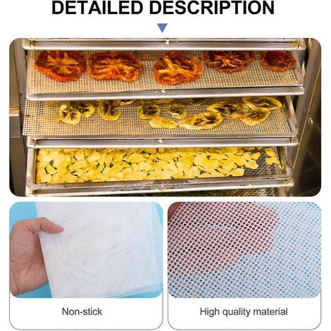 Lot de 5 tapis de séchage alimentaire antiadhésifs et réutilisables, résistants aux hautes températures, en silicone spécial pour le séchage des fruits et légumes (37 x 40 cm)-White (1/2)