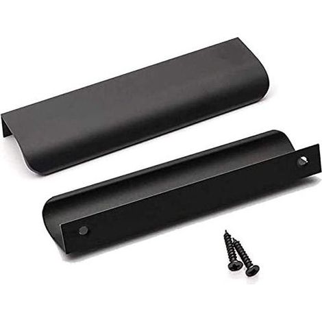 Lot de 5 Poignée Profil Noir Poignee de Meuble Cuisine Noir,Poignée Cuisine Noir Poignée Meuble Noir Mat en Alliage d'Aluminium Entraxe 128mm Longueur 150mm (1/5)