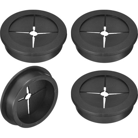 APEX Lot de 4 œillets de câble de bureau en caoutchouc, 5,1 cm (50 mm) pour bureau et plans de travail, organiseur de fils silencieux avec port de câble serré – Noir (1/5)