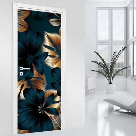 Stickers pour porte - Fleurs - 63 x 205 cm - Adhésif MAT (1/2)