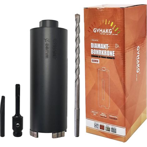 Couronne de forage diamantée 68 mm, foret de 200 mm de long, hauteur de segment 10 mm, foret avec adaptateur M22 SDS-Plus pour béton, béton armé, brique, maçonnerie et pierre (1/5)