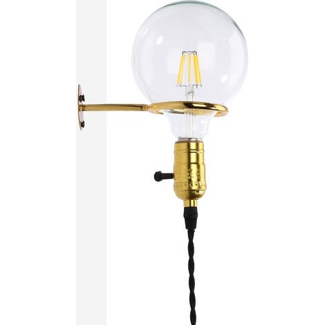Aplique De Pared Interior Dorado Con Enchufe Y Interruptor