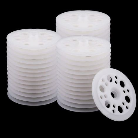 100pcs Rondelles Plates en Plastique, Rondelles de 45mm Polypropylène pour la Fixation et le Support des Panneaux Isolants en (1/4)