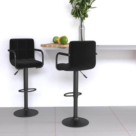 vidaXL Taburetes de cocina 2 unidades tela negro (1/5)