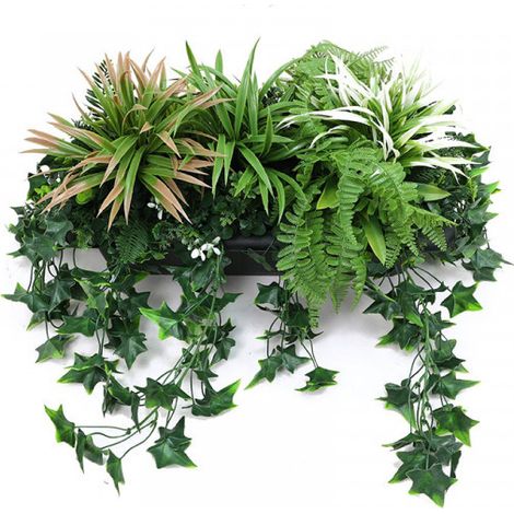 Jardinière plantes artificielles fougères et lierre (1/2)