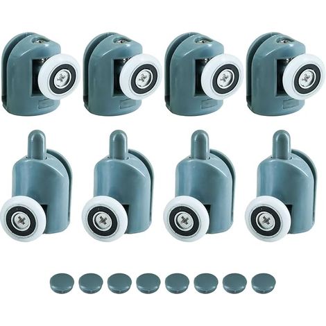 Selyse Lot de 8 roulettes de porte de douche - 20 mm - 4 roues supérieures et 4 inférieures - Pièces de rechange pour parois et cabines de douche - Bricolage de salle de bain (1/5)