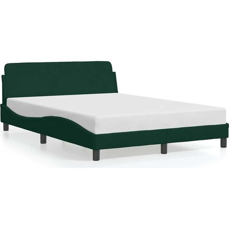 Lit Double - Lit Contemporain - Cadre de lit vert foncé 140x190 cm velours fr30252 (1/5)