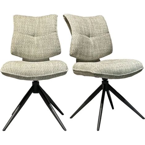 Lot 2 chaises rotatives tissu chiné vert avec dossier replié – IMOGEN (1/5)