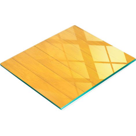 Planche à apéritif décorative en verre et bois jaune 60 x 52 cm (1/5)