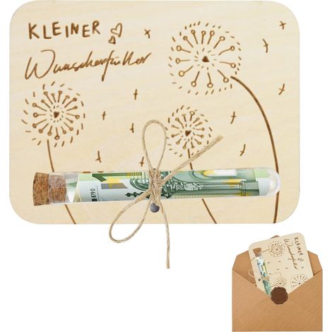 lompyeu Geburtstagsgeschenk aus Holz mit Umschlägen und Reagenzglas für Weihnachten, Geburtstag, Hochzeit, Jugendfeier, Reisen (1/5)