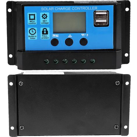 Controleur 24V 800W Panneau Solaire,Solar Controller 12V,Contrôleur De Solaire,60A/50A/40A/30A/20A/10A 12V 24V Contrôleur De Solaire Automatique Contrôleur Pwm Contrôleur (1/5)