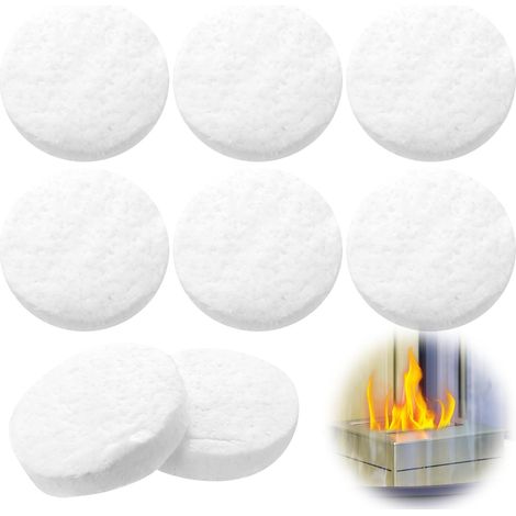 10 pezzi di lana ceramica per camino a bioetanolo, fibra di vetro, spugna ceramica rotonda per caminetti a bioetanolo, stufe a gel, caminetti da tavolo per interni (85x85x20 mm) (1/5)
