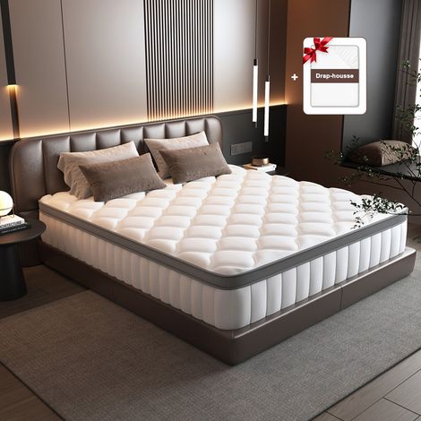 Matelas 90x200, Épaisseur 25 cm, Matelas à Ressorts Ensachés, Isolation des Mouvements, 7 Zones de Confort, Fermeté Moyenne (1/5)