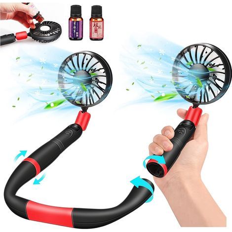 Ventilateur Portable de cou, Mini Halter USB, Ventilateurs de Poche Silencieux Suspension, Petit Ventilateur de Collier avec Double tête (1/5)