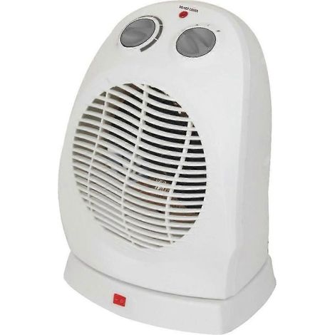 Soufflant électrique 1000/2000W blanc, thermostat réglable, anti-basculement, surchauffe, 2 vitesses, faible consommation (1/4)