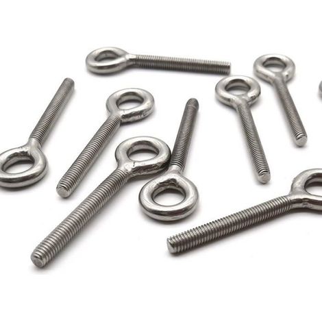 Boulon à œil M6 - Lot de 10 - Acier Inoxydable 304 - Tige Longue 70mm - Fixation et Suspension Murale MICRODERMABRASION (1/5)