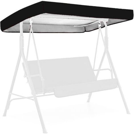 Noir Toile de Rechange pour Balancelle, Housse de Rechange 3 Places, Toit Balancelle de Jardin, Impermeable Couverture Auvent pour Jardins Battants et Terrasses