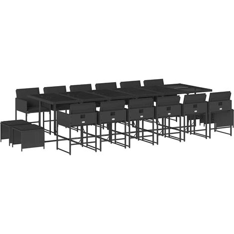 Maison Exclusive - Set da Pranzo da Giardino 17 pz con Cuscini Nero in Polyrattan