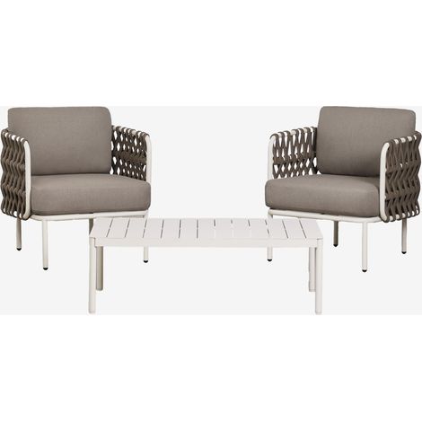 Ensemble de jardin avec 2 fauteuils en corde tressée Tevary et table basse en aluminium Boleni SKLUM