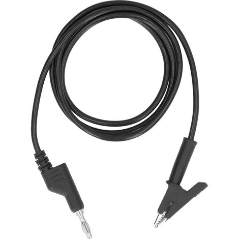 Câble de test électrique avec pinces crocodiles et connecteurs bananes 4mm, flexible pour diagnostics et mesures J.70035‑1 noir (1/5)