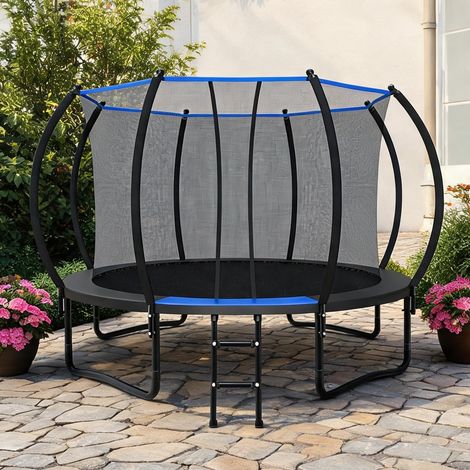 Trampoline rond 366 cm avec filet de sécurité et échelle noir (1/5)