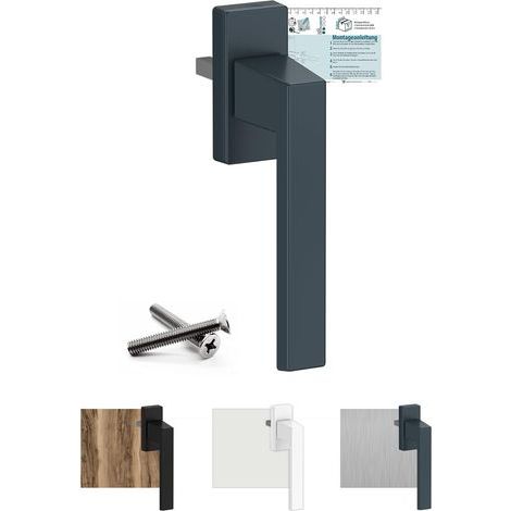 Poignée de fenêtre exclusive en aluminium Gris anthracite RAL7016 (35 mm) Pour fenêtres, portes de terrasse / de balcon en bois, plastique ou aluminium Fonction d'inclinaison Ergonomique (1/5)