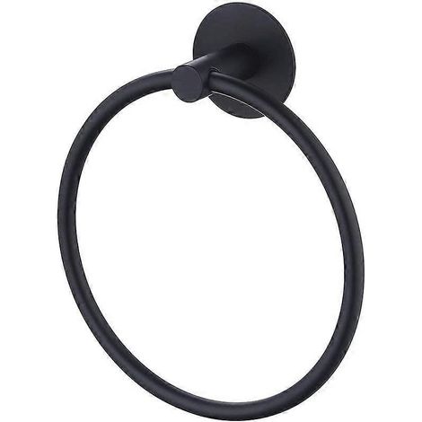 Anneau porte-serviettes rond en acier inoxydable 304, noir, pour salle de bain (1/5)