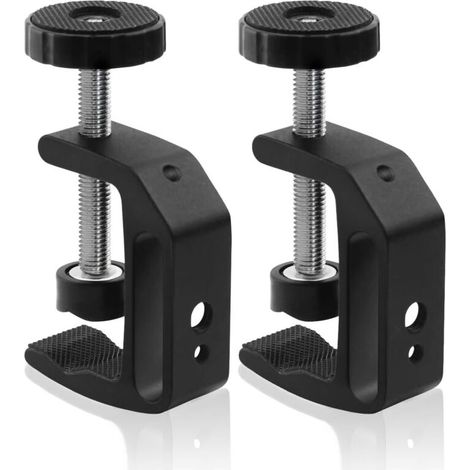 Abrazadera C universal con roscas de 1/4 y 3/8 para soportes de escritorio, pantallas LCD, flashes, escritorios, carros, bancos, mesas de trabajo (2) (1/4)