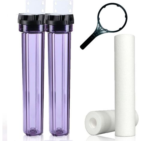 Doppelter Wasserfilter mit 3/4-Zoll-Anschluss, 5- und 20-Mikron-Sedimentkartusche