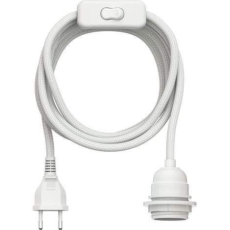 1 Suspension textile, Câble 3m, Interrupteur intégré, Douille E27, Plafond ou mur (1/5)