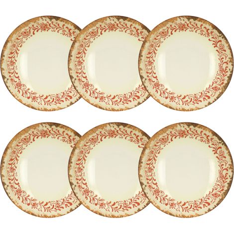 Lot de 6 assiettes creuses 21cm en porcelaine, PALAZZO (1/4)