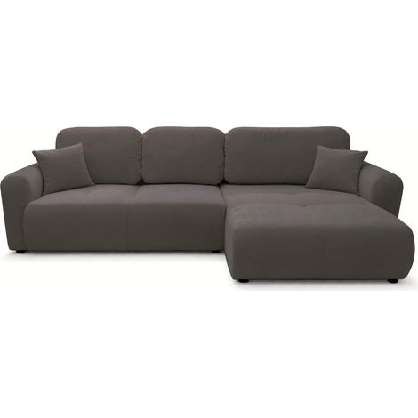 Selsey Olido - L-Form Eckschlafsofa mit Bettkasten, dunkelbeiger Velours (1/5)