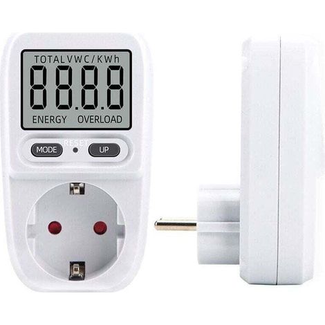 230V/16A Wattmeter, Plug-in Wattmeter Energy Meter, Energy Consumption Meter, Power Consumption Controller with LCD Display, Maximum Power 3680W (1 piece) (1/4)