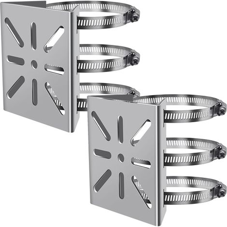 2PACK Support Poteau Vertical caméra sécurité,Support d’Angle Montage Acier Inoxydable Pinces Tuyau à 3 Boucles,adapté caméras vidéosurveillance Appliques murales/scéniques LED(Petite Taille) (1/5)